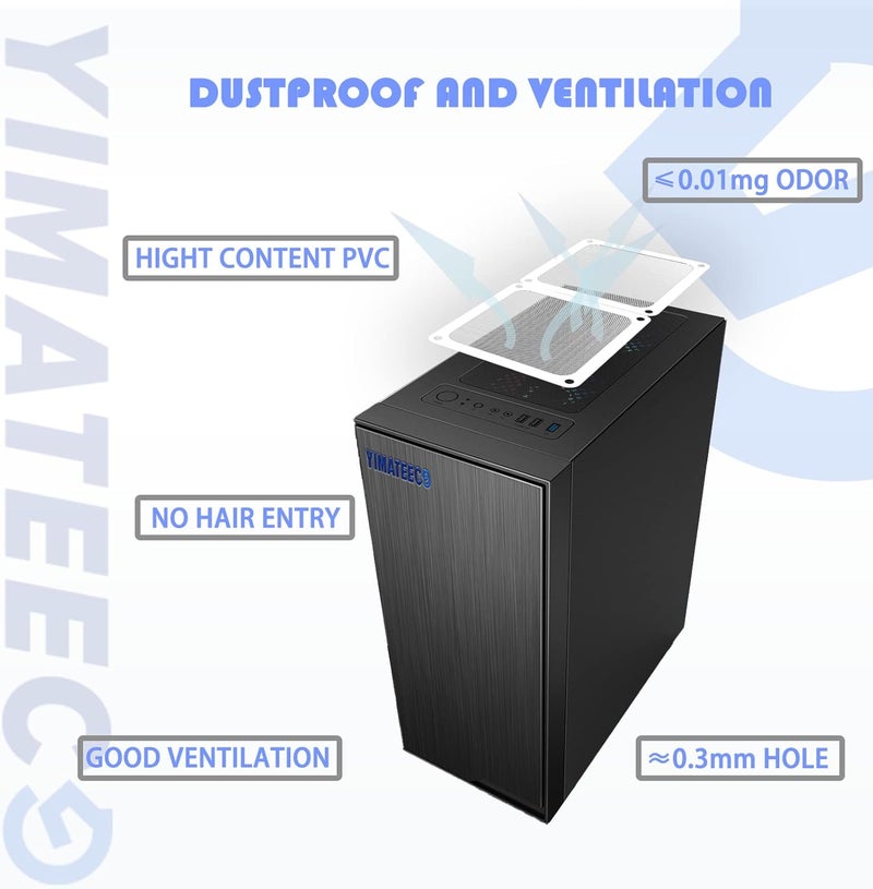 YIMATEECO فلتر غبار PC 140mm لشبكات مروحة الكمبيوتر لمرشح مروحة التبريد/مزود الطاقة/الموجهات 50 شبكة، إطار مغناطيسي فلتر غبار الكمبيوتر (PVC، 140 * 140mm، 2pcs، أبيض) - Image 3